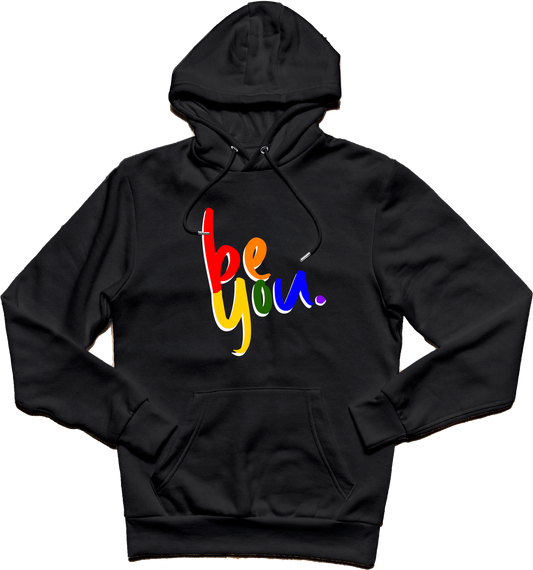 be you. black hoodie