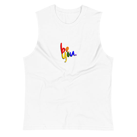 be you. white muscle shirt